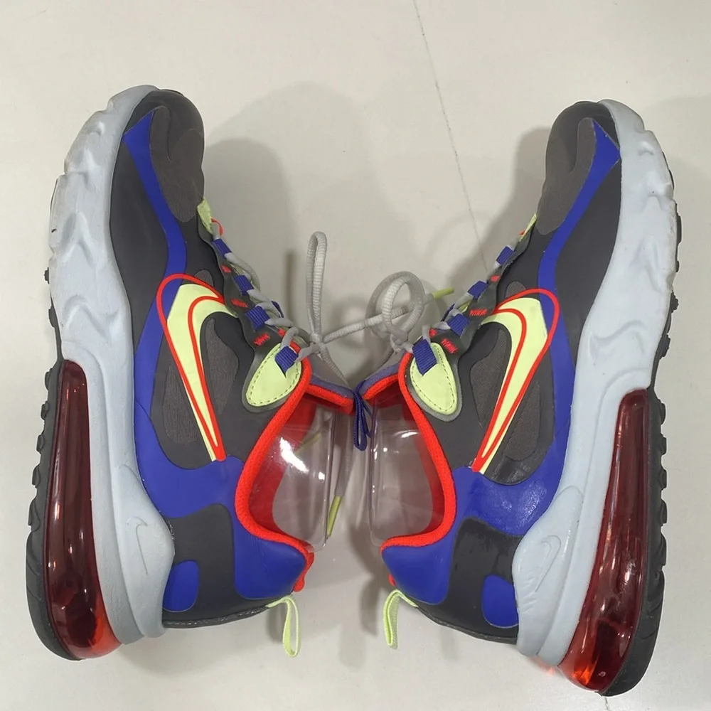Nike Air Max React 270 GS CT1630-001 Thunder‎ Grey / Barely Volt Youth Size 6.5